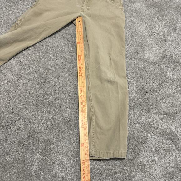 Carhartt Relaxed Fit Pants Khaki Canvas Workwear 34x32 Distressed - Picture 9 of 9